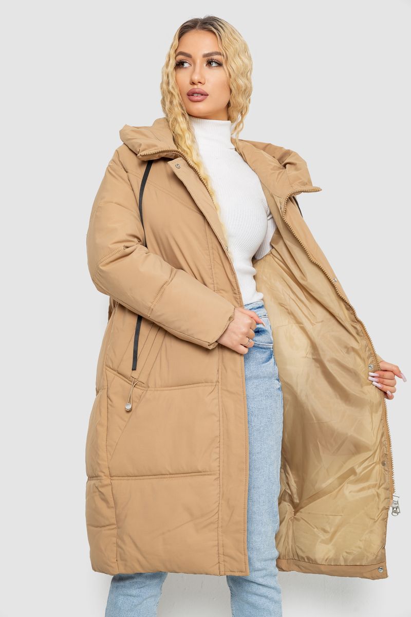 Пуховик жіночий зимовий, колір темно-бежевий, 243R8801