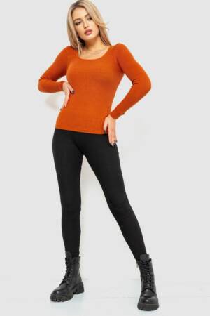 Кофта жіноча в рубчик, колір теракотовий, 204R9024