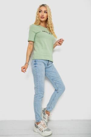 Футболка жіноча з принтом, колір оливковий, 241R134