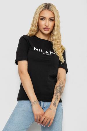 Футболка жіноча з принтом, колір чорний, 241R134