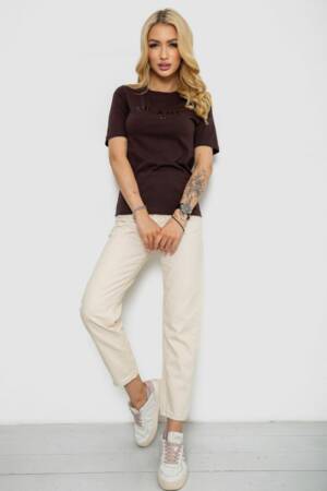 Футболка жіноча з принтом, колір шоколадний, 241R134