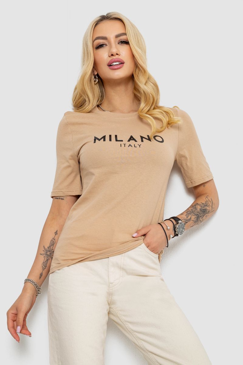 Футболка жіноча з принтом, колір бежевий, 241R134