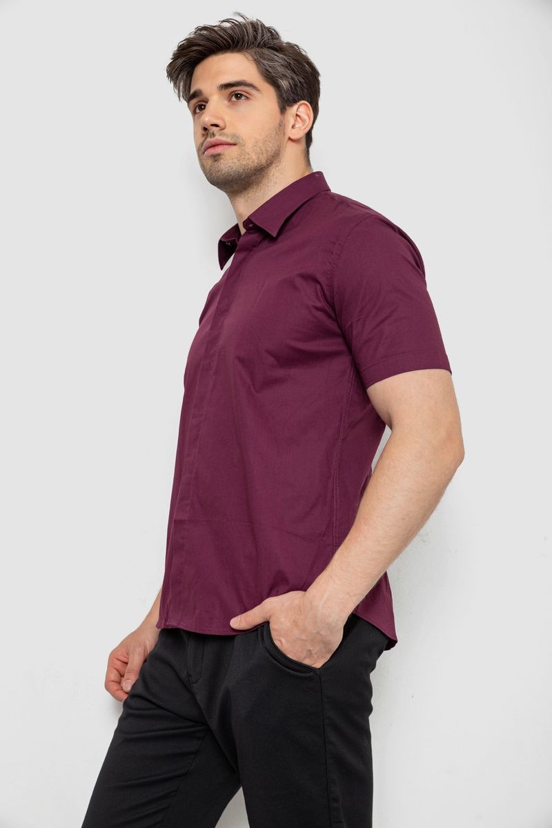 Сорочка чоловіча однотонна, колір сливовий, 214R6917-3 - Зображення 3