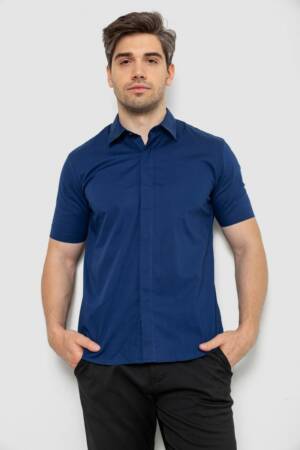 Сорочка чоловіча однотонна, колір синій, 214R6917-3