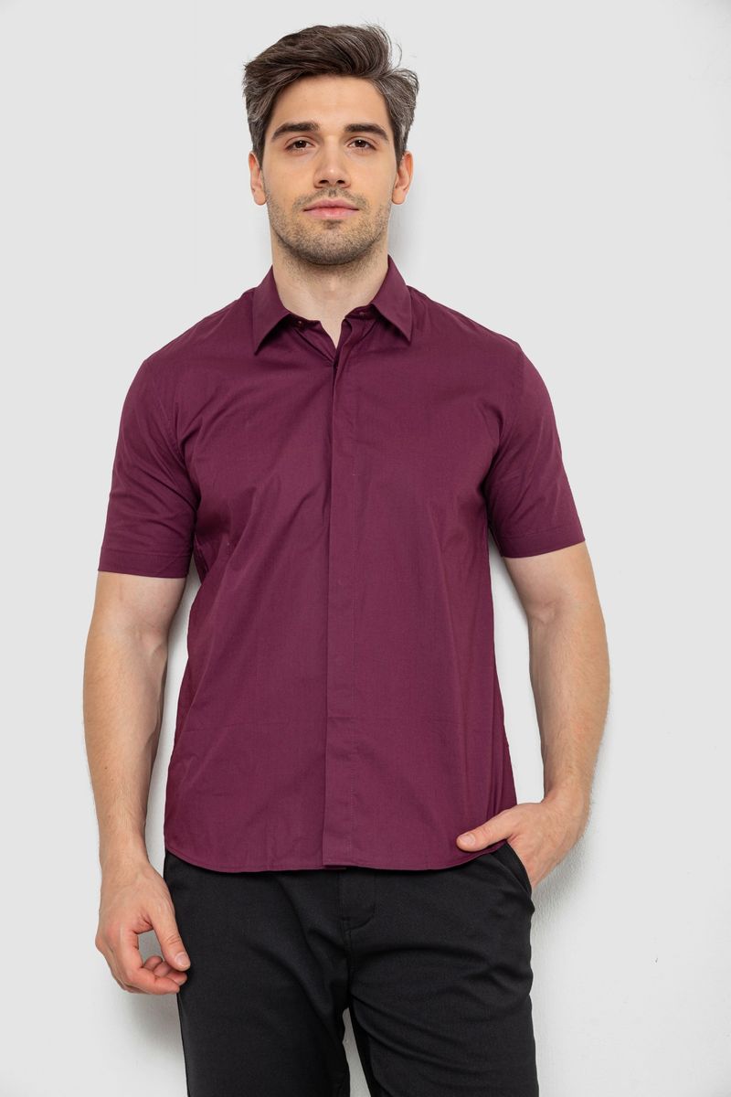 Сорочка чоловіча однотонна, колір сливовий, 214R6917-3