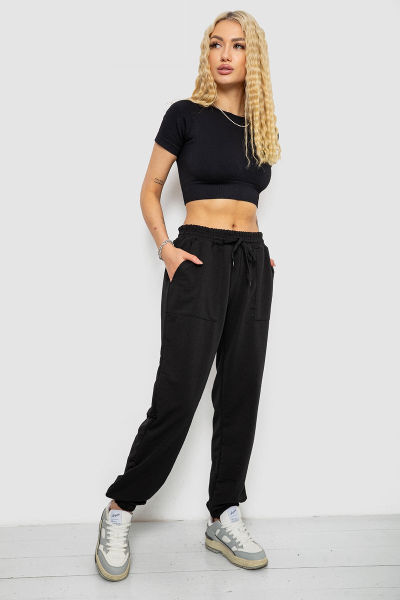 Спортивні штани жіночі, колір чорний, 238R347 - Зображення 2