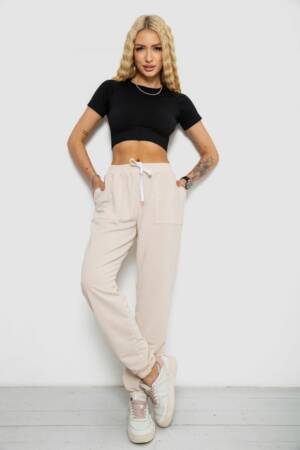 Спортивні штани жіночі, колір світло-бежевий, 238R347