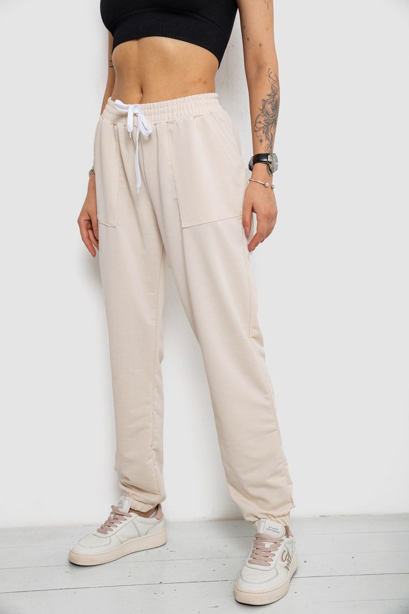Спортивні штани жіночі, колір світло-бежевий, 238R347 - Зображення 3