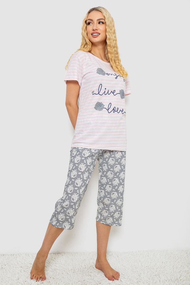 Піжама жіноча з принтом, колір пудровий, 243R3633 - Зображення 3