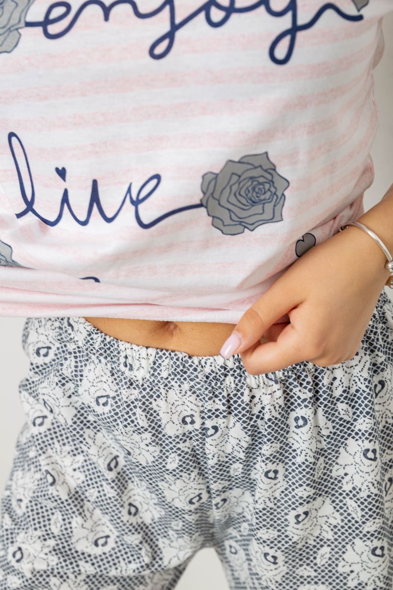 Піжама жіноча з принтом, колір пудровий, 243R3633 - Зображення 5