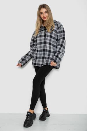 Кофта-сорочка на блискавці утеплена, колір сірий, 244R2210