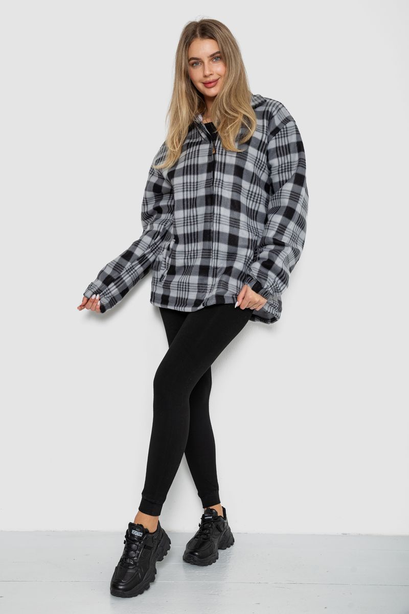 Кофта-сорочка на блискавці утеплена, колір сірий, 244R2210