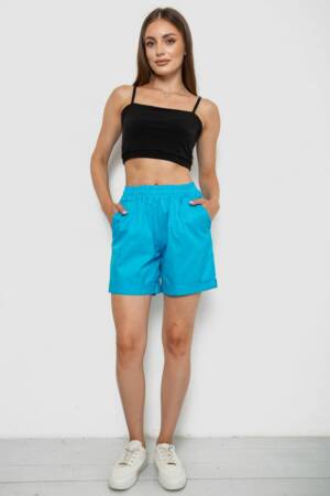 Шорти жіночі однотонні, колір бірюзовий, 238R315