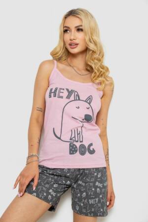 Піжама жіноча з принтом, колір рожевий, 243R9637