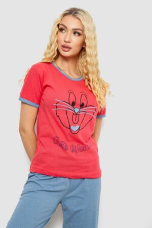 Піжама жіноча з принтом, колір малиновий, 243R20262