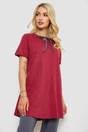 Піжама жіноча з принтом, колір бордовий, 243R10391