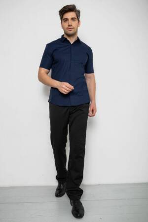 Сорочка чоловіча однотонна, колір темно-синій, 214R7117