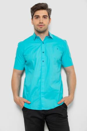 Сорочка чоловіча однотонна, колір бірюзовий, 214R7117