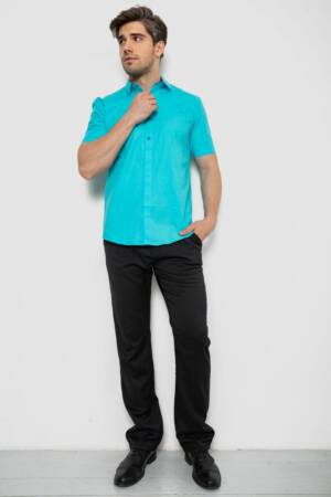 Сорочка чоловіча однотонна, колір бірюзовий, 214R7117