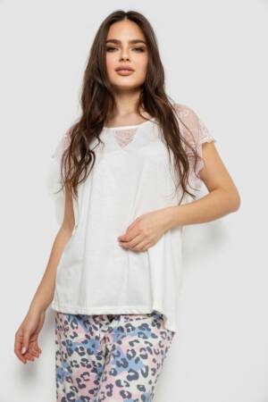 Жіноча піжама з принтом, колір білий, 243R1602-007