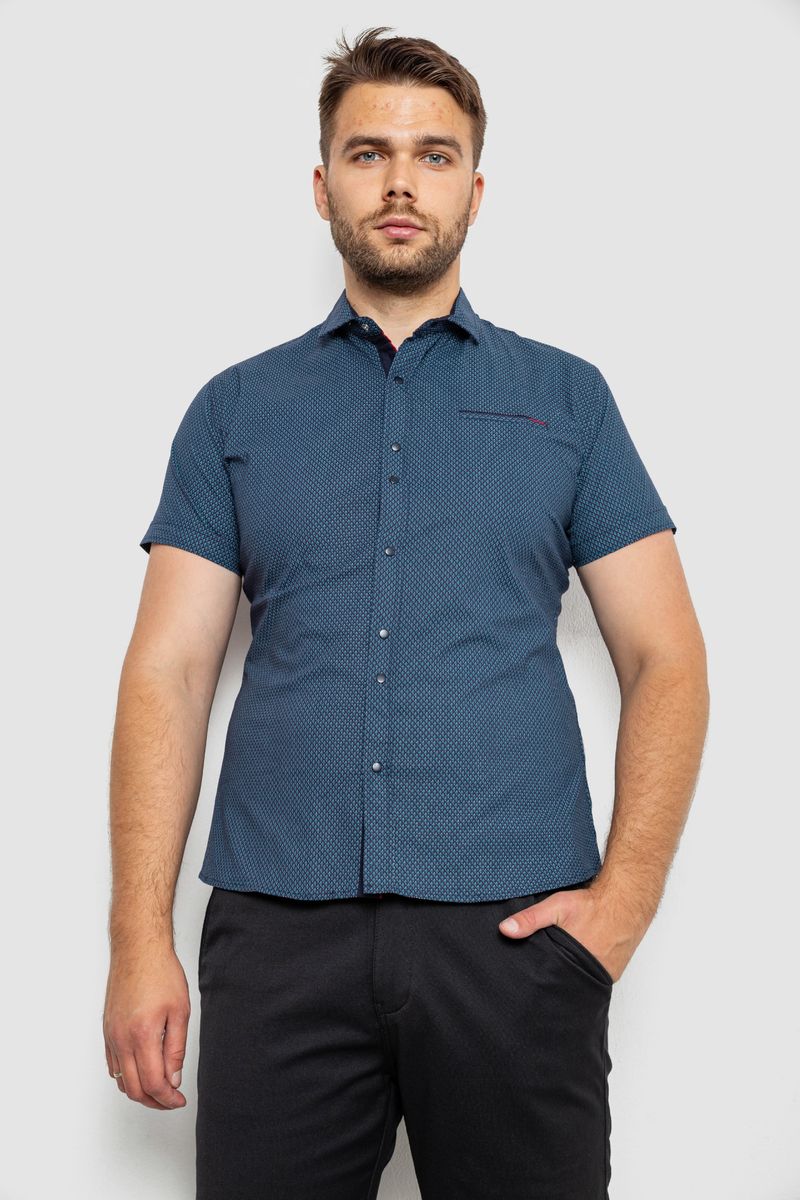 Сорочка чоловіча з принтом, колір темно-синій, 214RK104