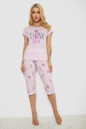 Піжама жіноча з принтом, колір рожевий, 243R7097