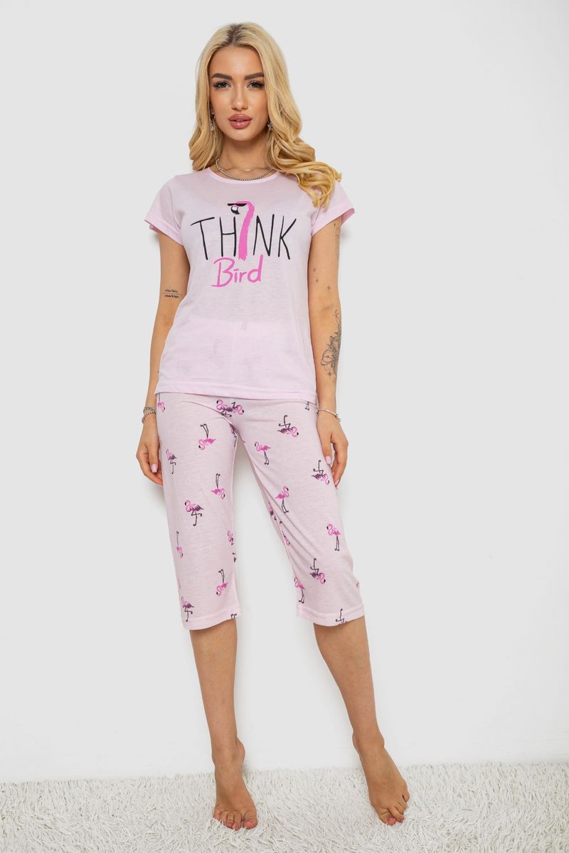 Піжама жіноча з принтом, колір рожевий, 243R7097