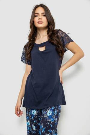 Піжама жіноча з принтом, колір синій, 243R1600-005