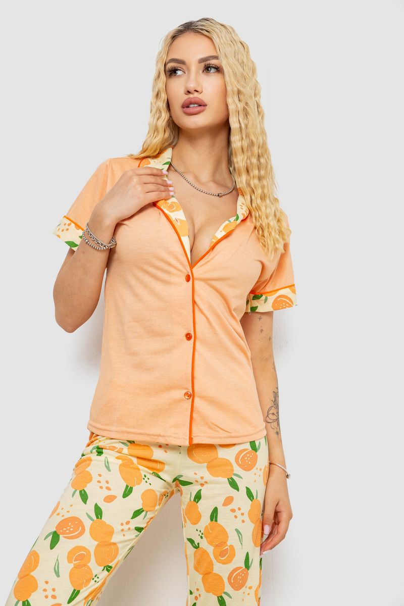 Жіноча піжама з принтом, колір помаранчевий, 243R7136