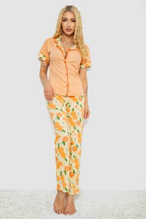 Жіноча піжама з принтом, колір помаранчевий, 243R7136
