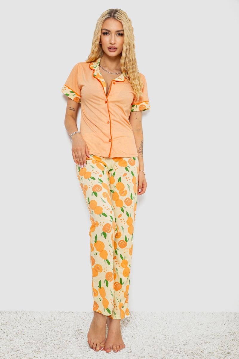 Жіноча піжама з принтом, колір помаранчевий, 243R7136