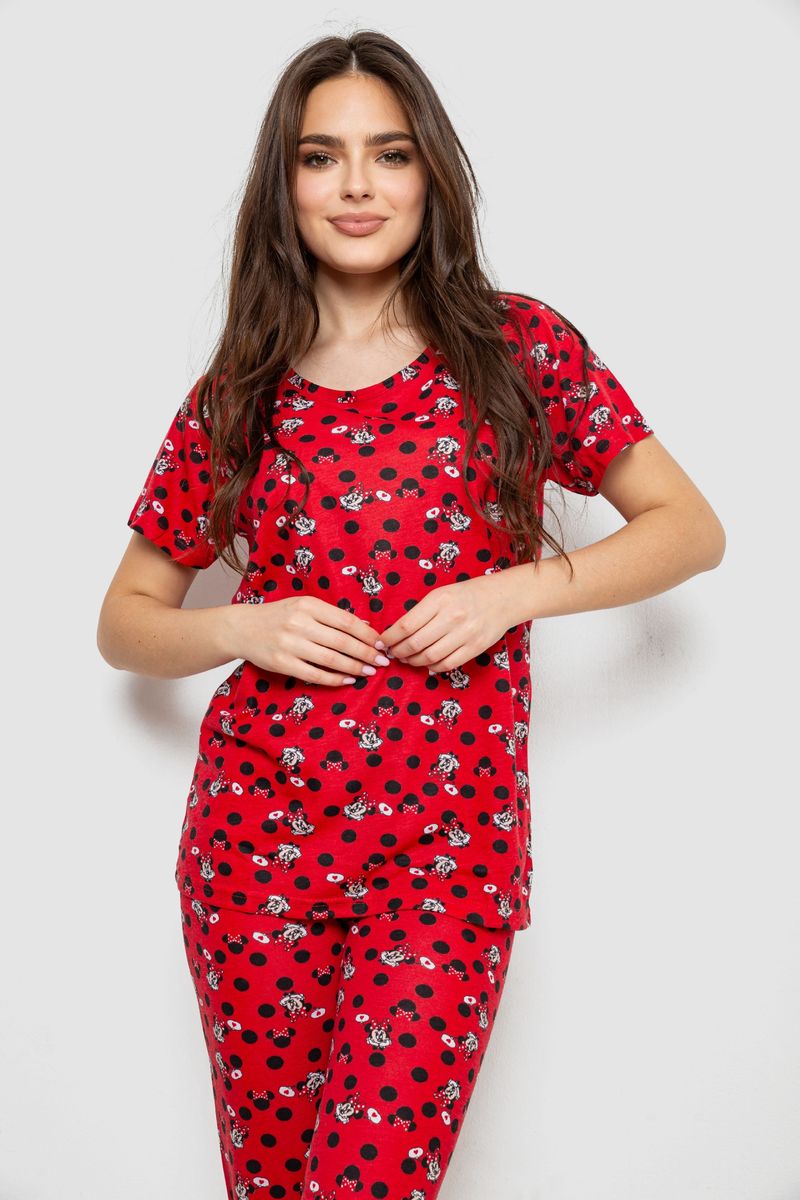 Жіноча піжама з принтом, колір червоний, 243R40007 - Зображення 2