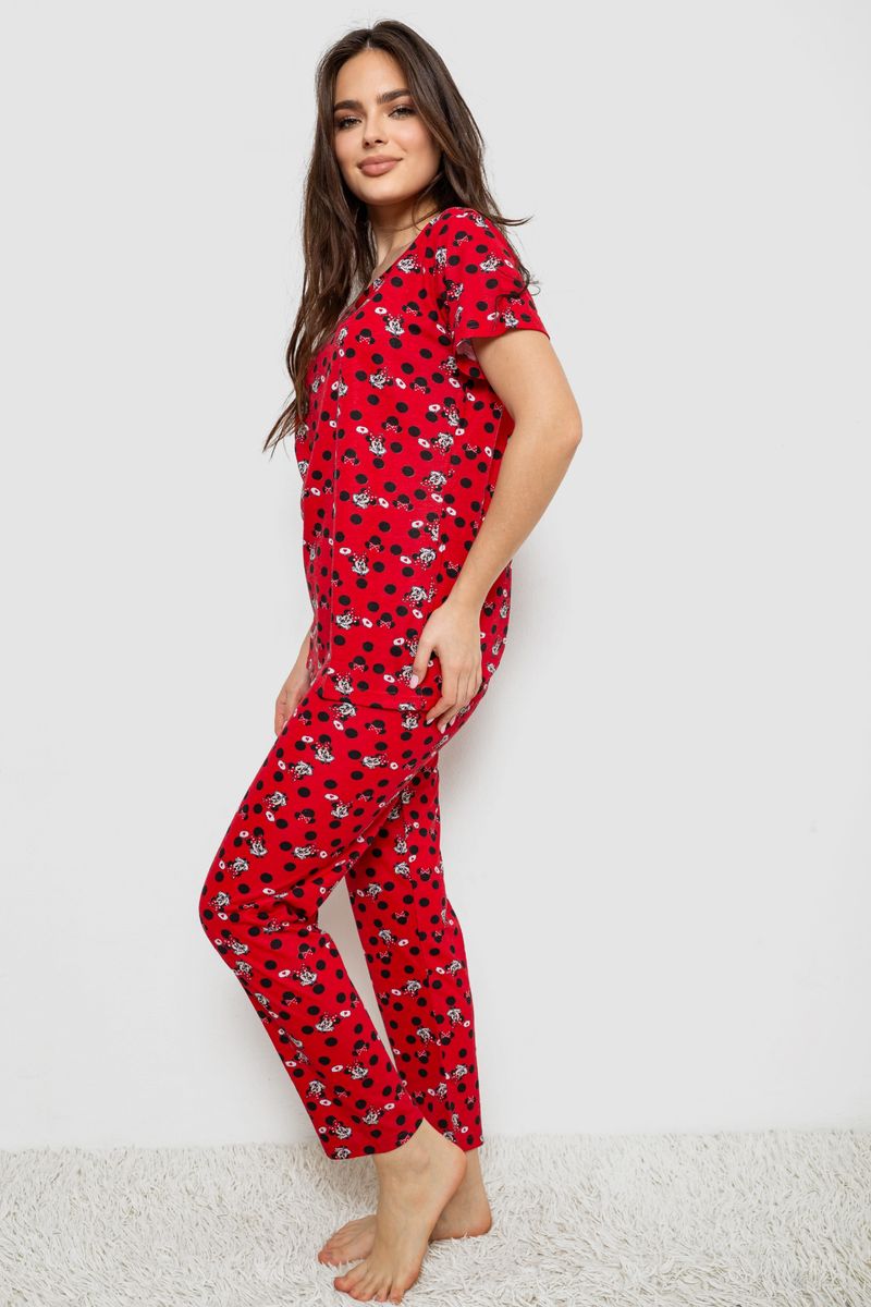Жіноча піжама з принтом, колір червоний, 243R40007 - Зображення 3