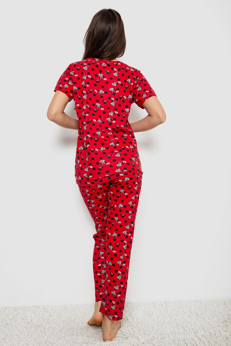 Жіноча піжама з принтом, колір червоний, 243R40007 - Зображення 4