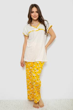 Жіноча піжама з принтом, колір молочний, 243R1600-002