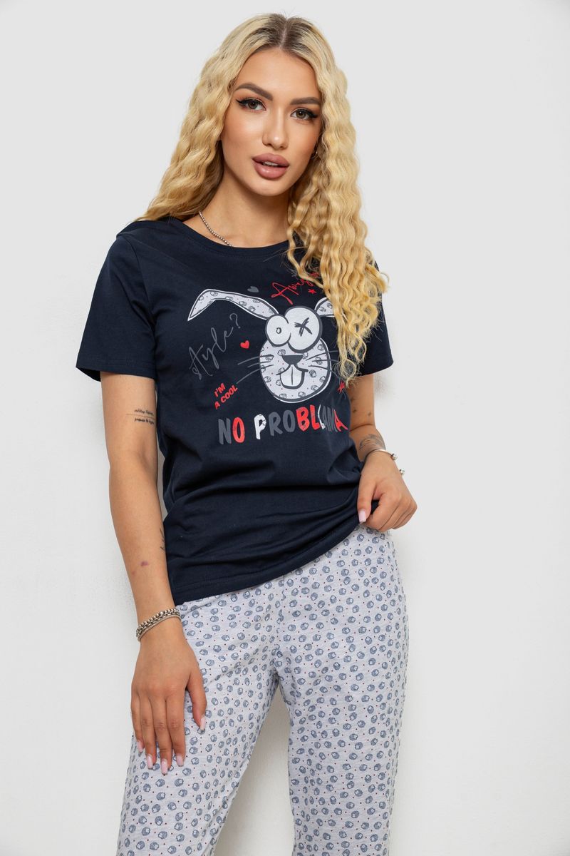 Піжама жіноча з принтом, колір синій, 243R2039 - Зображення 2