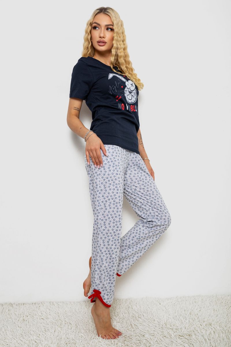 Піжама жіноча з принтом, колір синій, 243R2039 - Зображення 3