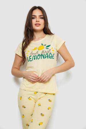 Жіноча піжама з принтом, колір жовтий, 243R7051