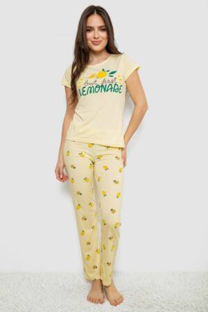 Жіноча піжама з принтом, колір жовтий, 243R7051