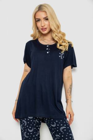 Піжама жіноча з принтом, колір синій, 243R7026