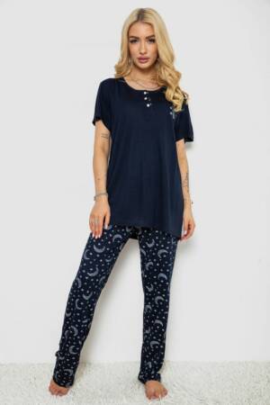 Піжама жіноча з принтом, колір синій, 243R7026