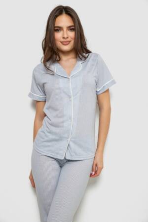 Жіноча піжама з принтом, колір блакитний, 243R7055