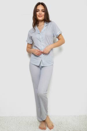 Жіноча піжама з принтом, колір блакитний, 243R7055