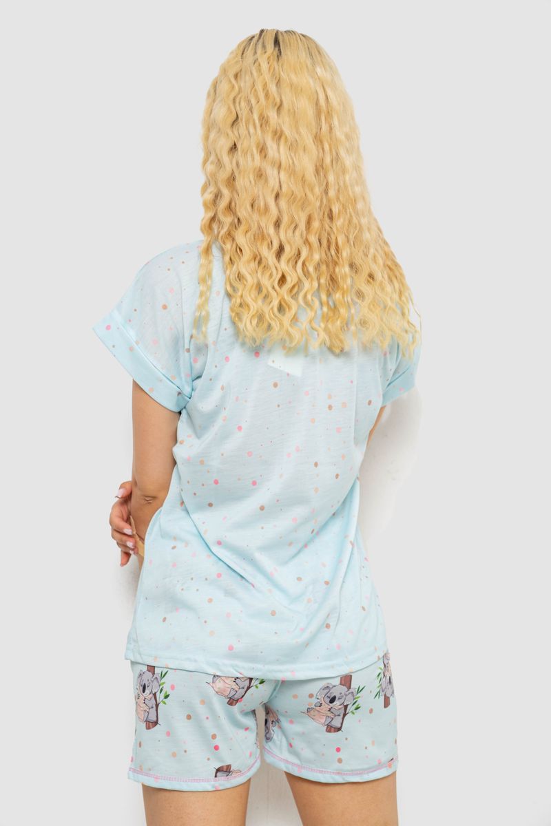 Піжама жіноча з принтом, колір блакитний, 243R6211 - Зображення 4