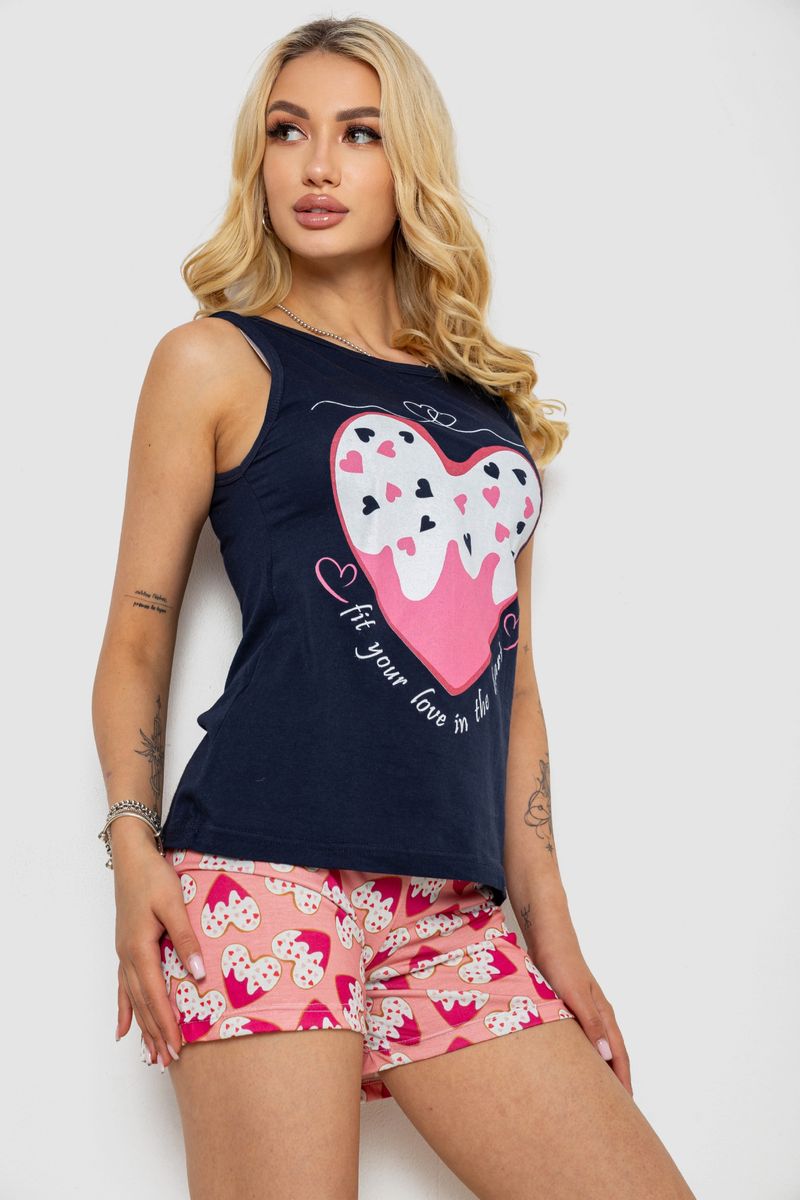 Піжама жіноча з принтом, колір синій, 243R24517 - Зображення 3