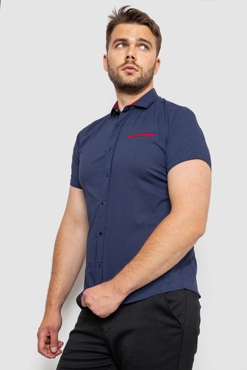 Сорочка чоловіча з принтом, колір темно-синій, 214RK103 - Зображення 3