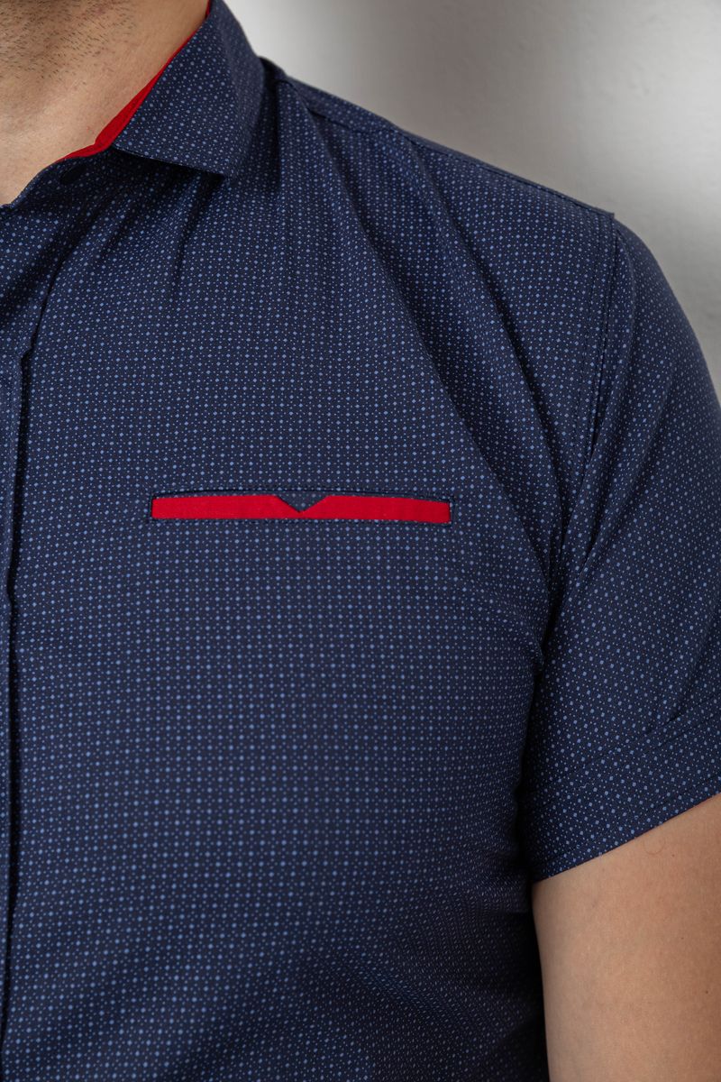 Сорочка чоловіча з принтом, колір темно-синій, 214RK103 - Зображення 5