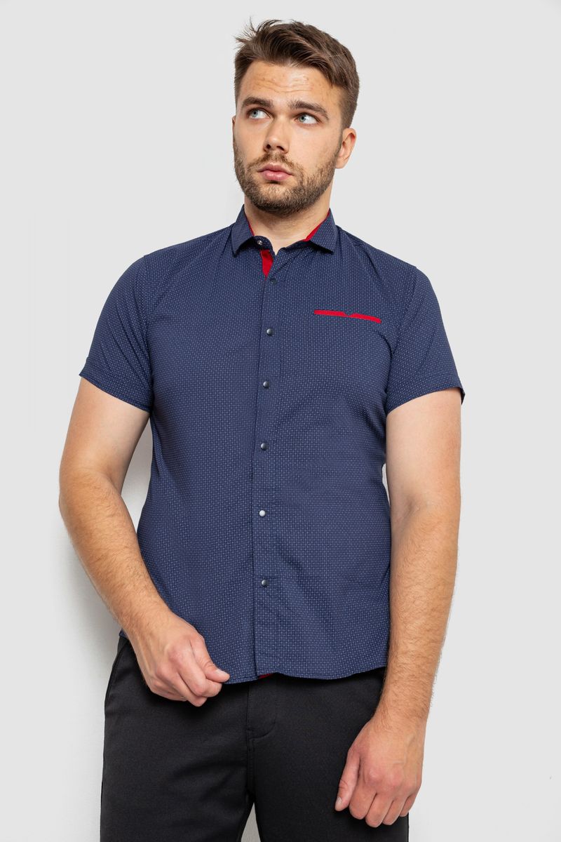 Сорочка чоловіча з принтом, колір темно-синій, 214RK103