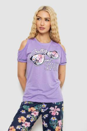 Піжама жіноча з принтом, колір бузковий, 243R2038-D