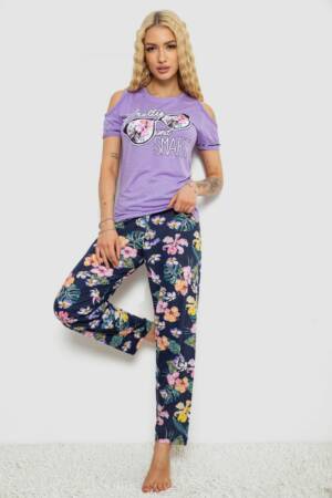Піжама жіноча з принтом, колір бузковий, 243R2038-D